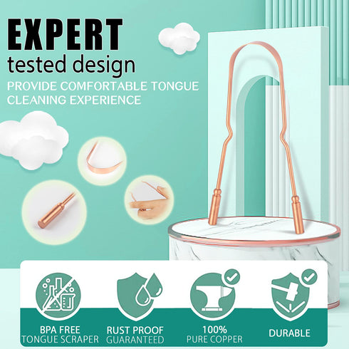 RONAVO Copper Tongue Scraper for Adults, Oral Care & Hygiene Tongue Cleaner for Fresher Breath with Travel Case...