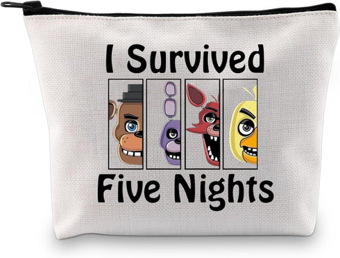 JXGZSO Funny Horror Movie Inspired Cosmetic Bag I Survived Five Nights Makeup Bag Bag Horror Game Lover Gift...