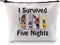 JXGZSO Funny Horror Movie Inspired Cosmetic Bag I Survived Five Nights Makeup Bag Bag Horror Game Lover Gift...