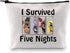 JXGZSO Funny Horror Movie Inspired Cosmetic Bag I Survived Five Nights Makeup Bag Bag Horror Game Lover Gift...