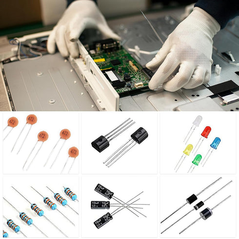 1400Pcs Basic Electronics Component Assortment Kit, Electrolytic Capacitor, Ceramic Capacitor, LED Diode, Common Diode, Resistor, Transistor Compo...