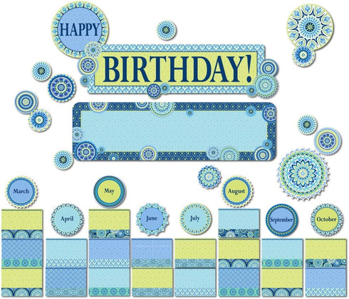 Eureka Blue Harmony Teacher Supplies Student Birthday Bulletin Board Set, 61 pcs...