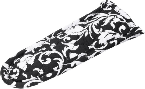 uxcell 2Pcs Pan Handle Sleeve, Pot Handle Covers Heat Resistant Iron Skillet Handle Covers for Kitchen Baking Cooking Supplies, Black Flower Patte...