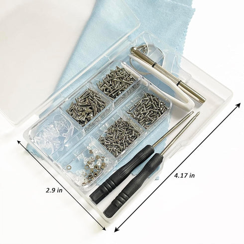 PTSLKHN Eyeglass Repair Kit with Screws, 15 Types Screws for Eyeglasses - Frame Screws, Hinge Screws, Nose Pads Screws - Essential Eye Glasses Rep...