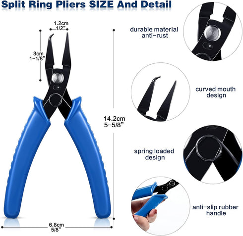 2 Pcs Split Ring Pliers Crimping Pliers Jewelry Jump Ring jewelry Pliers for Opening Split Ring or Key Chain, Wire Flush Cutter Pliers Set for Jew...