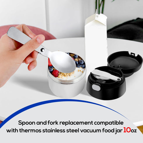 2pcs Replacement Spoons Compatible with Thermos Funtainer 10oz Food Jar, 304 Stainless Steel Metal Folding Spoon Foldable Utensils Portable Spoon ...