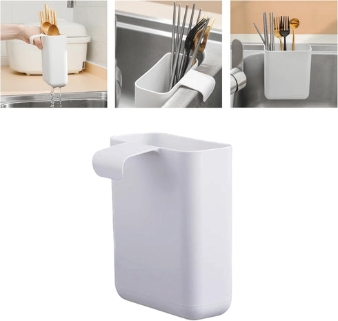 Multifunctional Compact Kitchen Drainer Drain Basket Utensil and Cutlery Drying Rack Holder and Hangable Sink Shelf Home Fruit Basket Plastic Stor...