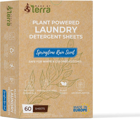 Laundry Detergent (Springtime Rain Scent, 60 Sheets Pack)...