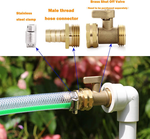 Garden Hose Repair Connector with Clamps Hose End Repair Kit,3/4" Barb Garden Hose Fittings Male and Female brass garden hose ends (3/4"Barb-2 Set...