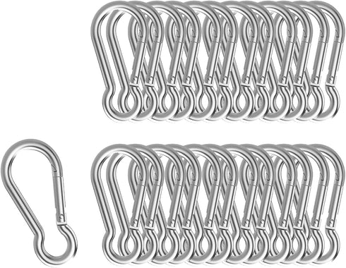 DELSWIN 25 Pcs Small Carabiner Clip - Stainless Steel Spring Snap Hook for Bird Feeders or Dog Leash & Harness, Quick Link Keychain(M4,40mm, can H...