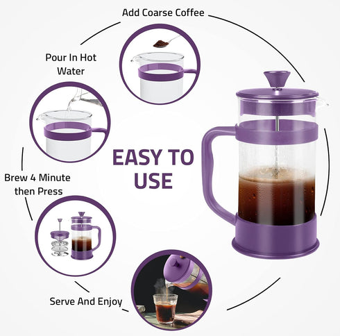Utopia Kitchen 12 Ounce 0.35 Liter French Press Coffee Maker, Tea Maker, Travel Coffee Presses, Heat Resistant Thickened Borosilicate Coffee Pot f...