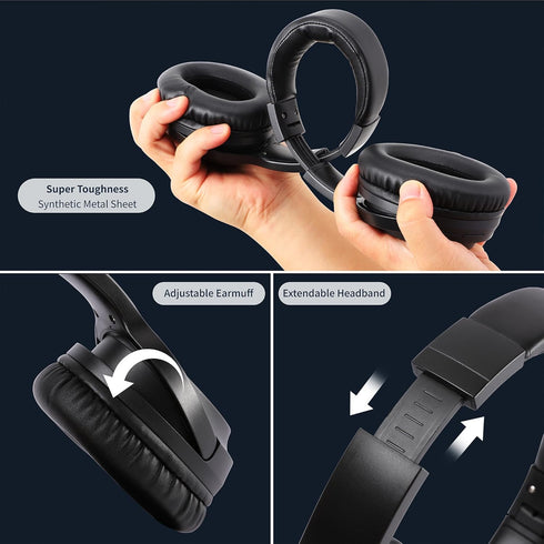 Bluetooth Headphones Over Ear 120H Playtime, Wireless Headphones with Microphone, Foldable Lightweight Wired Headphones with Headphones Case, HiFi...
