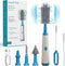 Electric Bottle Brush Cleaner Set, Baby Bottle Brush Cleaning with Rechargeable?Waterproof Replaceable Nipple and Straw Silicone Brush Blue...