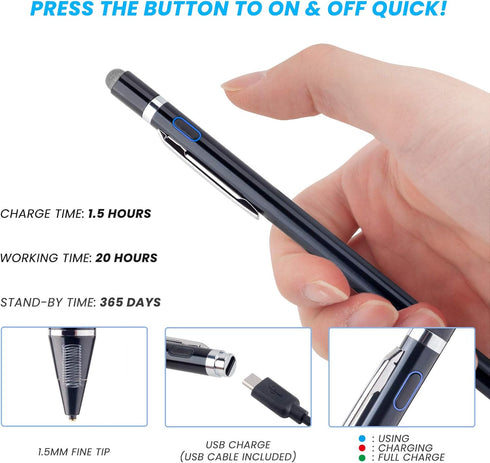 Stylus Pencil for Amazon Fire HD 10 Pen, EDIVIA Active Stylus Pen with 1.5mm Ultra Fine Metal Tip Pen Stylus for Amazon Fire HD 10 Drawing and Ske...