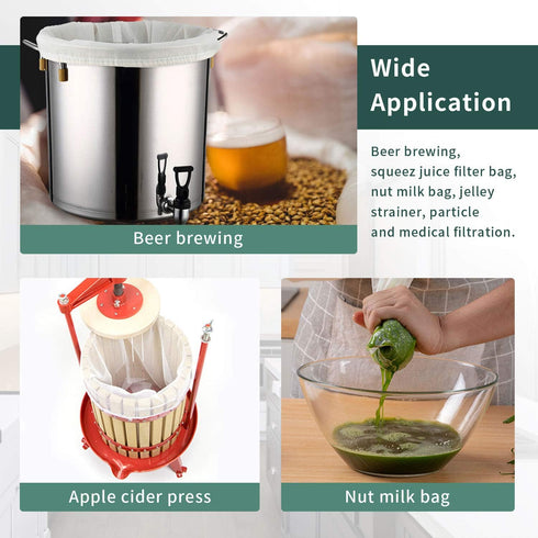 12"x18" Nylon Mesh Strainer Bags for Almond Nut Milk, Greek Yogurt, Home Beer Wine Brewing 180 Micron...