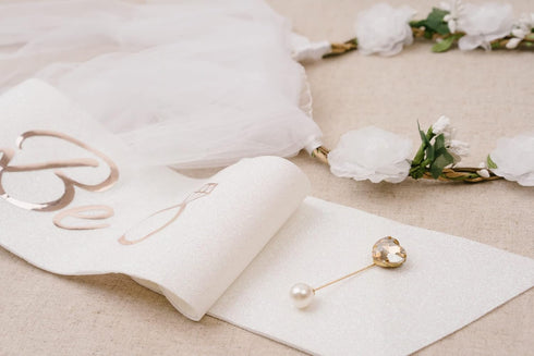 PapaKit Premium Bride to Be Party Sash, Floral Veil & Jewelry Pin Set, Glitter Sparkling Pearl White | Bachelorette Bridal Shower Engagement Weddi...
