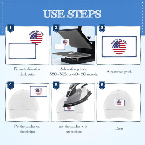30 Pieces Sublimation Patches Fabric Iron-on Blank Patches 3 Shapes Repair Embroidery Sublimation Blank Hat Embroidery for DIY Crafts, Caps Clothe...