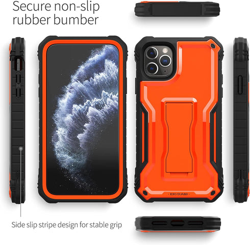 ExoGuard for iPhone 11 Pro Case, Rubber Shockproof Full-Body Cover Case Built-in Screen Protector with Kickstand for iPhone 11 Pro 5.8 inch Phone ...