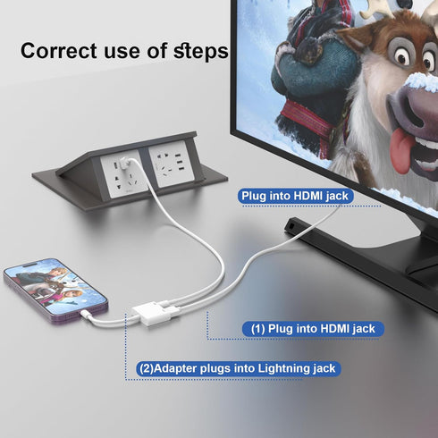 Lightning to HDMI Adapter for iPhone to TV/Projrctor/Monitor,?Apple MFi Certified? Lightning to Digital AV Adapter 1080P Sync Screen Converter for...