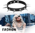 Flongo Gothic Black Rivet Leather Spiked Necklace Neckband Choker, Unisex Spike Studded Punk Rock Biker Wide Strap Leather Collar Necklace, Rivets...