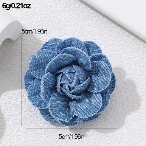 Fashion Denim Camellia Flower Lapel Brooch Pin for Women Girls Fabric Floral Bouquet Corsage Pins Clip Sweater Coat Dress Suit Backpack Brooches P...