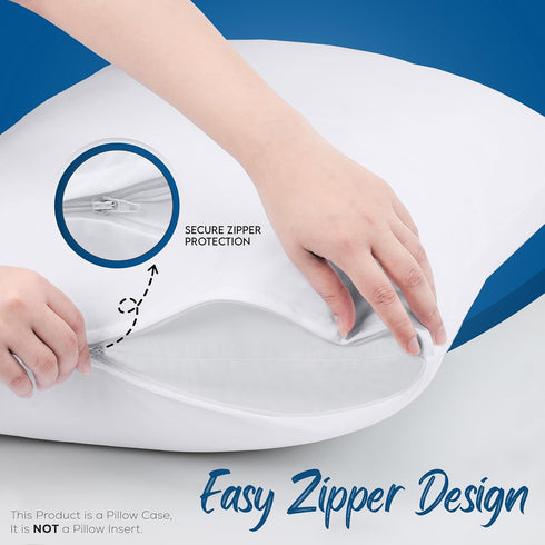 Utopia Bedding Waterproof Queen Size Pillow Protectors Zippered (4 Pack, White), Dust Mite and Bed Bug Proof Pillow case Protectors, Moisture Wick...