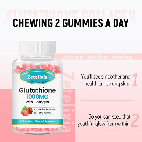 Glutathione Collagen Gummies with Cysteine for Women & Men, Glutathione Supplement for Hair Skin Nails Muscle & Joint, Vegan, Sugar Free, Non-GMO,...