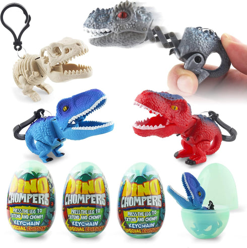 DINOBROS Surprise Eggs with Dinosaur Toys Inside, Mystery Eggs Toy Filled with Dino Chomper Keychains Birthday Party Favors for Boys and Girls 3-5...