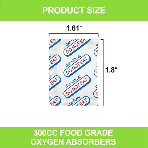 300cc Oxygen Absorbers for Food Storage - 120 Packs(12 x Packs of 10), Food Grade Oxygen Absorbers for Food Storage with Oxygen Indicator, Applica...