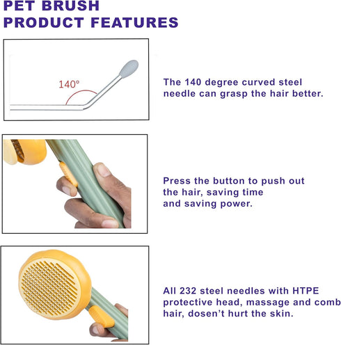 Self Cleaning Slicker Brush, Dog Cat Bunny Pet Grooming Shedding Brush - Easy to Remove Loose Undercoat, Pet Massaging Tool Suitable for Pets with...