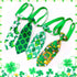 32pcs St. Patrick's Day Dog Collar Bows Ties, Bulk Clover Lucky Pattern Dog Grooming Bowties and Neckties, Adjustable Holiday Green Basic Dog Coll...