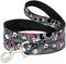 Buckle-Down Pet Leash - Mickey & Minnie Peek-a-Boo Expressions Swirl Black/White - 4 Feet Long - 1/2" Wide...