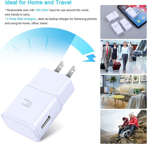 Adaptive Fast Charger, Qihop 3-Pack USB Wall Charger Fast Charging Block Travel Adapters Compatible for Samsung S21 S20 S10e S9 S8 Plus, Note 8 9 ...