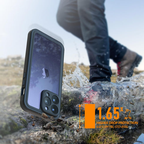 inkolelo Compatible with iPhone 15 Pro Waterproof Case, Built-in Screen Full-Body Protector with Floating Strap IP68 Waterproof Case- Matte Black/...