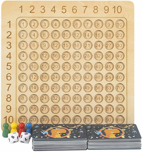 Wooden Math Multiplication Board Montessori Children Counting Toy Math Table Board Game Educational Preschool Counting Toys for Kids Over 3 Years ...