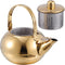 Hemoton Stainless Steel Tea Pot with Infuser Water Bottle Stovetop Tea Kettle with Removable Infuser for Loose Leaf Tea Golden Camping Kettle 1L/3...