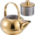 Hemoton Stainless Steel Tea Pot with Infuser Water Bottle Stovetop Tea Kettle with Removable Infuser for Loose Leaf Tea Golden Camping Kettle 1L/3...