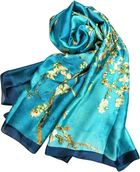 Shanlin Silk Feel Long Floral Satin Scarves for Women in Gift Box...