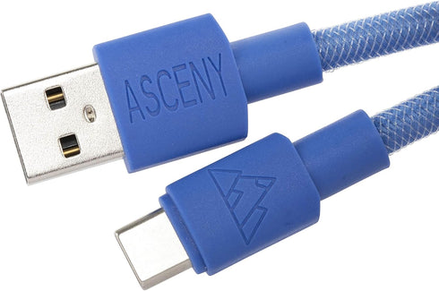 ASCENY Coiled & Double-Sleeved Mechanical Keyboard Cable, for Type-C Mechanical Keyboards (Blue)...