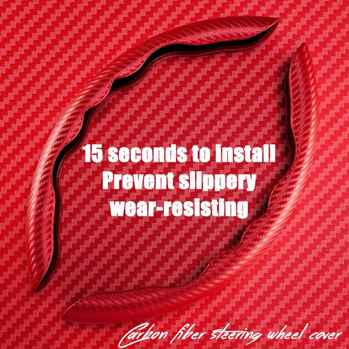 WOCOCN Steering Wheel Cover,Carbon Fiber Car Steering Wheel Cover with Non-Slip Lining,Universal Fit Most of Car Interior Accessories (Red)...