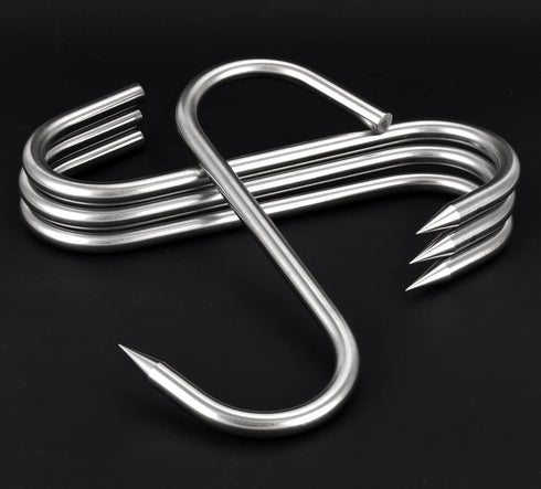 Meat Hook, 8Inch 10mm Heavy Duty S-Hooks Stainless Steel Meat Processing Butcher Hooks (10mm8inch)...
