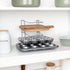 Smart Design Bakeware and Lid Storage Rack with 4 Compartment Dividers - Steel Metal Frame - Rust Resistant Finish - Cooking and Baking Pantry Org...