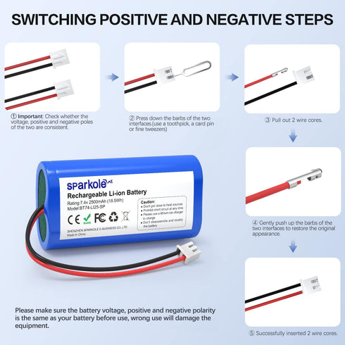 7.4V 2500mAh Li-ion Rechargeable Battery for Speaker/Remote Control Toy/Bluetooth Boom Box/Portable DVD Player/Outdoor Lighting...