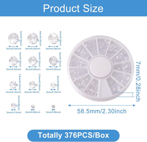 Pandahall 376Pcs 5 Size Clear Cubic Zirconia Cabochons Grade A Round Faceted Rhinestone Gems Gemstone with Pointed Back for Nail Art Craft Jewelry...