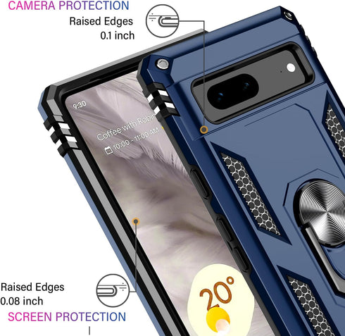IKAZZ Suitable for Google Pixel 7 Case,Military Grade Shockproof Heavy Duty Protective Phone Case Pass 16ft Drop Test with Magnetic Kickstand Car ...