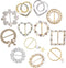 Scarf Tie Buckle Rings for Women,12PCS Metal Party T Shirt Pearls Rhinestone Clips,Clothes Corner Knotted Button for Women Girls Decorative Access...