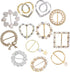Scarf Tie Buckle Rings for Women,12PCS Metal Party T Shirt Pearls Rhinestone Clips,Clothes Corner Knotted Button for Women Girls Decorative Access...