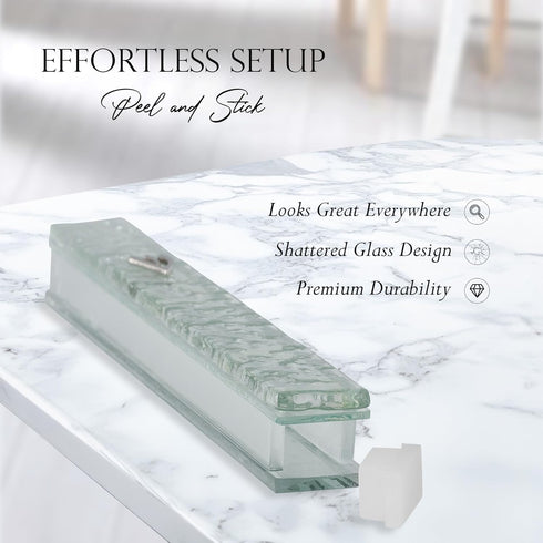 Modern Glass Mezuzah Case For Door With Non-Kosher Scroll Shatterd Glass Design Waterproof Mezuza Cover Home Blessing and Protection...