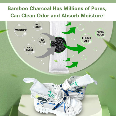 Charcoal Shoe Odor Deodorizer Inserts - Smells Eliminator for Sneakers, Boot and Gym Bag with Box Opener (6Packs, 2.8OZ/Pack)...