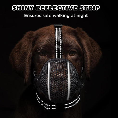 Dog Muzzle,Mesh Soft Muzzle for Small Medium Large Sized Dogs, Breathable Reflective Adjustable Puppy Muzzles with Collar for Scavenging Grooming ...